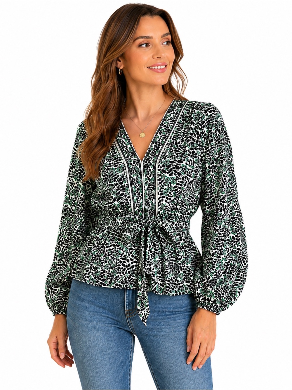 Max Studio Floral Peplum Blouse Black White Green Summer Shirt Top XL